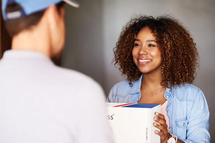 Woman receiving a delivery